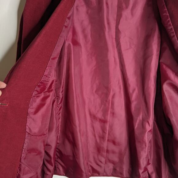 Vintage 80's Townhouse Corduroy Blazer Unstructured One Button Raspberry Pink - Picture 5 of 10